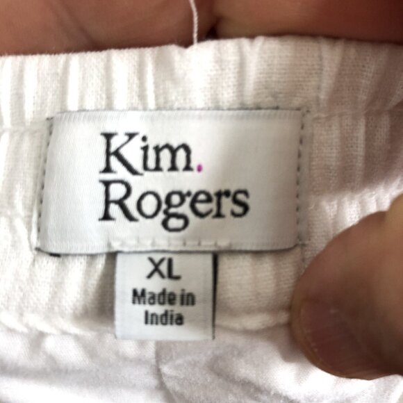 Kim Rogers Pants Womens Extra Large White Linen Blend Lagenlook Boho Beach - Picture 9 of 16